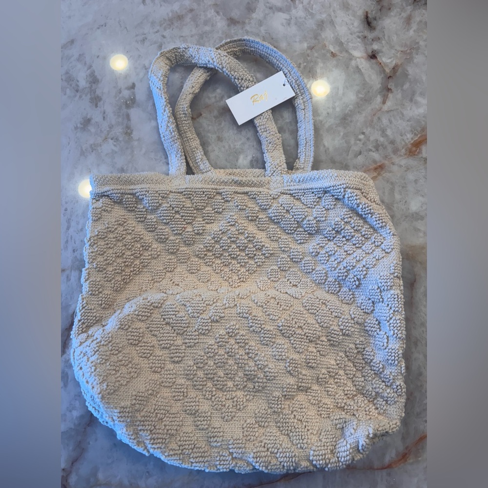 Raj Beige Woven Tote with Pocket